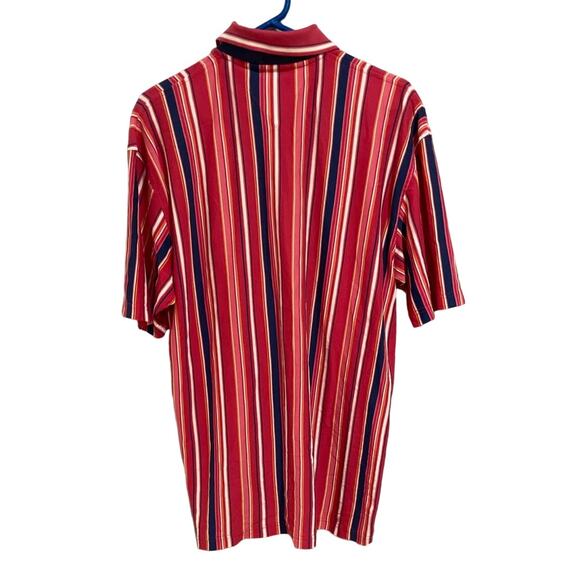 XL Tommy Hilfiger 100% Cotton Striped Red Blue Polo Men Shirt Short Sleeve - Picture 2 of 10